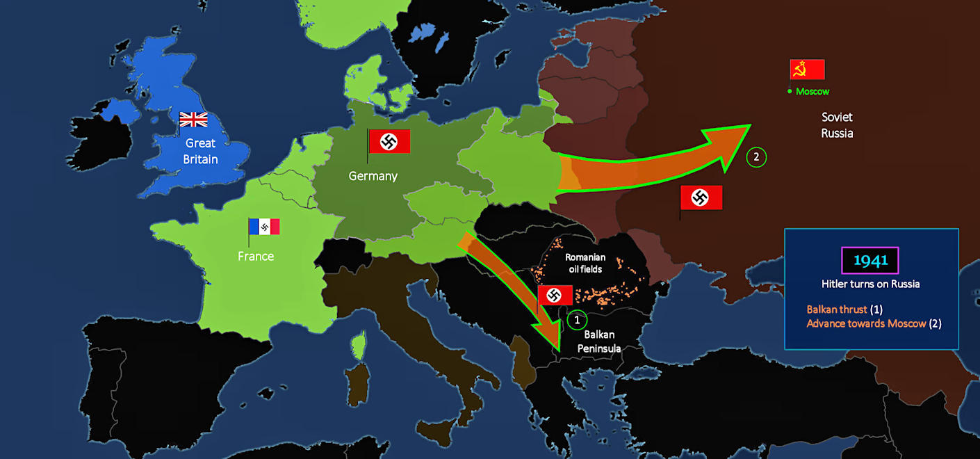 Hitler turns against Russia, 1941 map